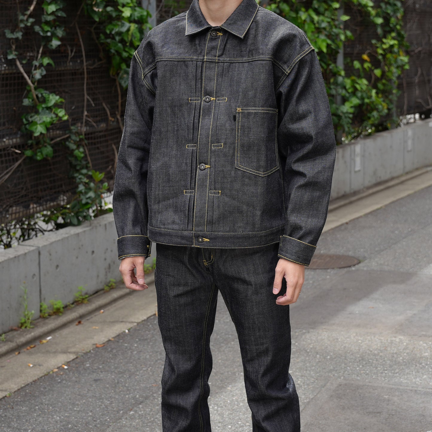 KJ8001 type1 Denim jacket yellow stitch デニムジャケット トラッカージャケット イエローステッチ 日本製 岡山デニム Made in OKAYAMA