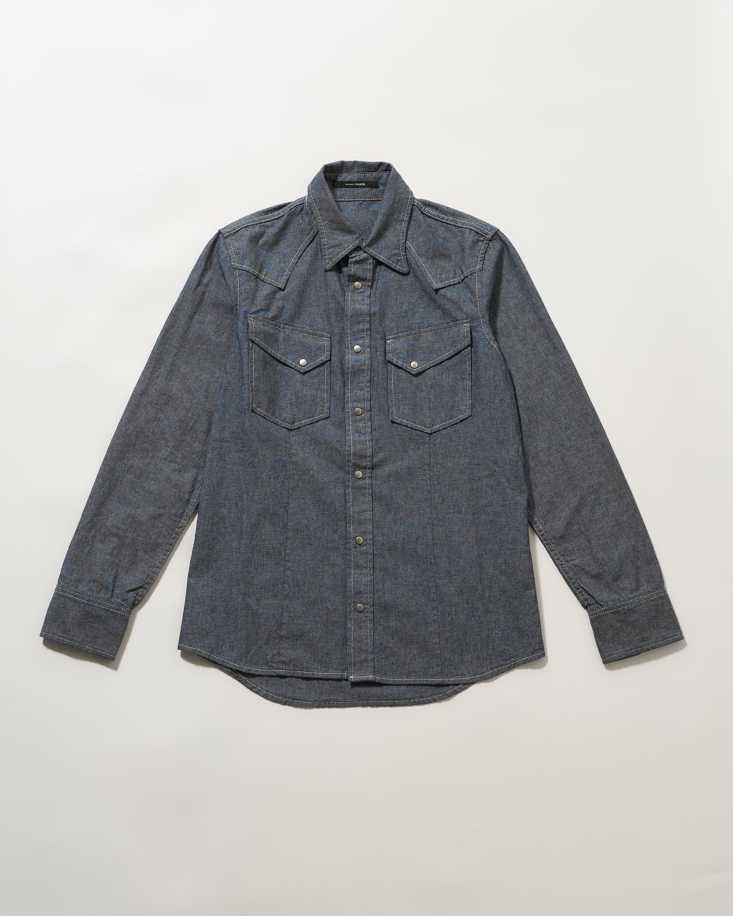 シャンブレー ウエスタンシャツ  ピュアインディゴ　4.5オンス　 爽やかな印象のサックスブルー日本製 岡山デニム Made in OKAYAMA