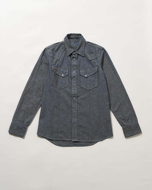 シャンブレー ウエスタンシャツ  ピュアインディゴ　4.5オンス　 爽やかな印象のサックスブルー日本製 岡山デニム Made in OKAYAMA
