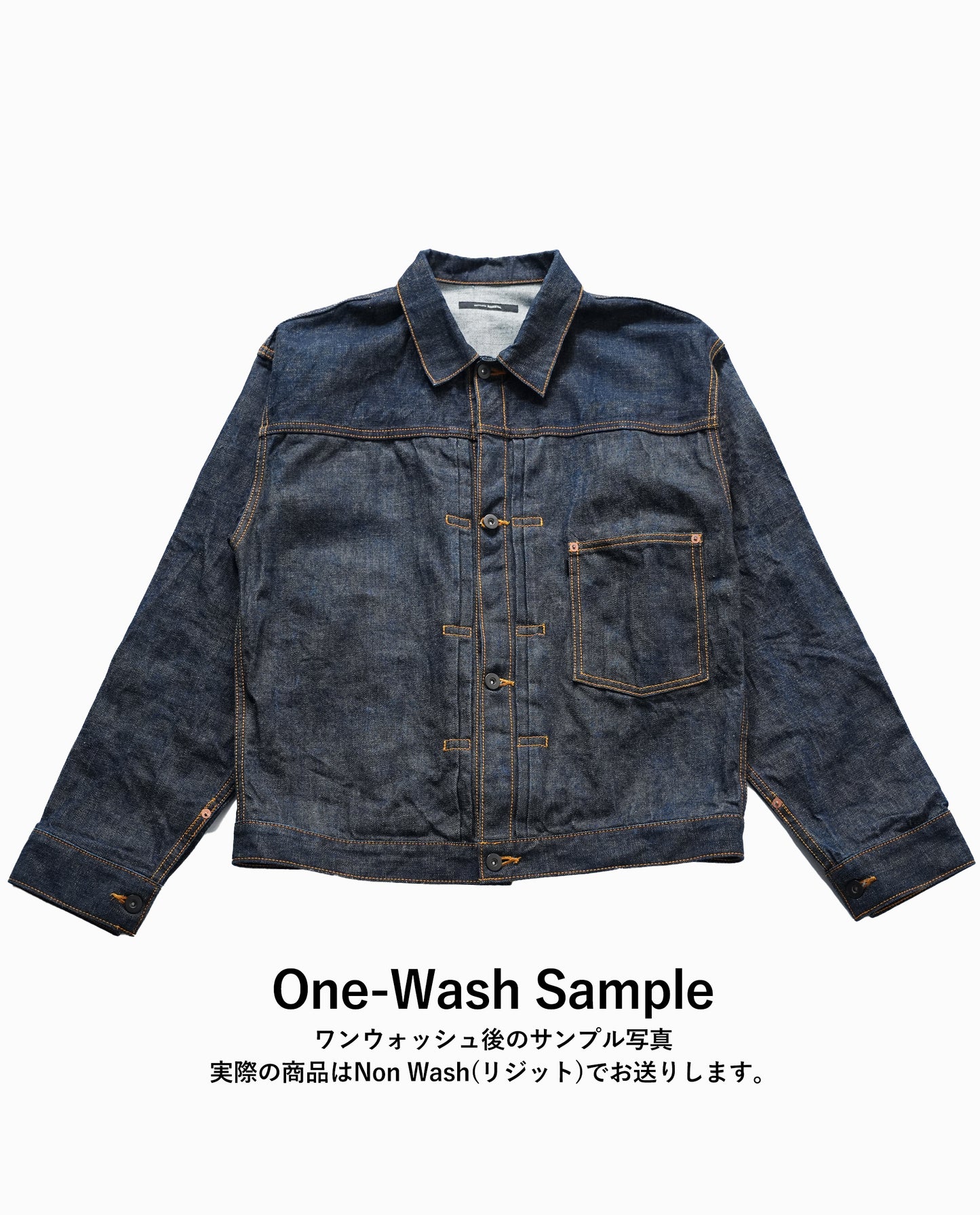 【予約販売】KJ8001 type1 Denim  jacket Orange stitch デニムジャケット トラッカージャケット イエローステッチ  日本製 岡山デニム Made in OKAYAMA