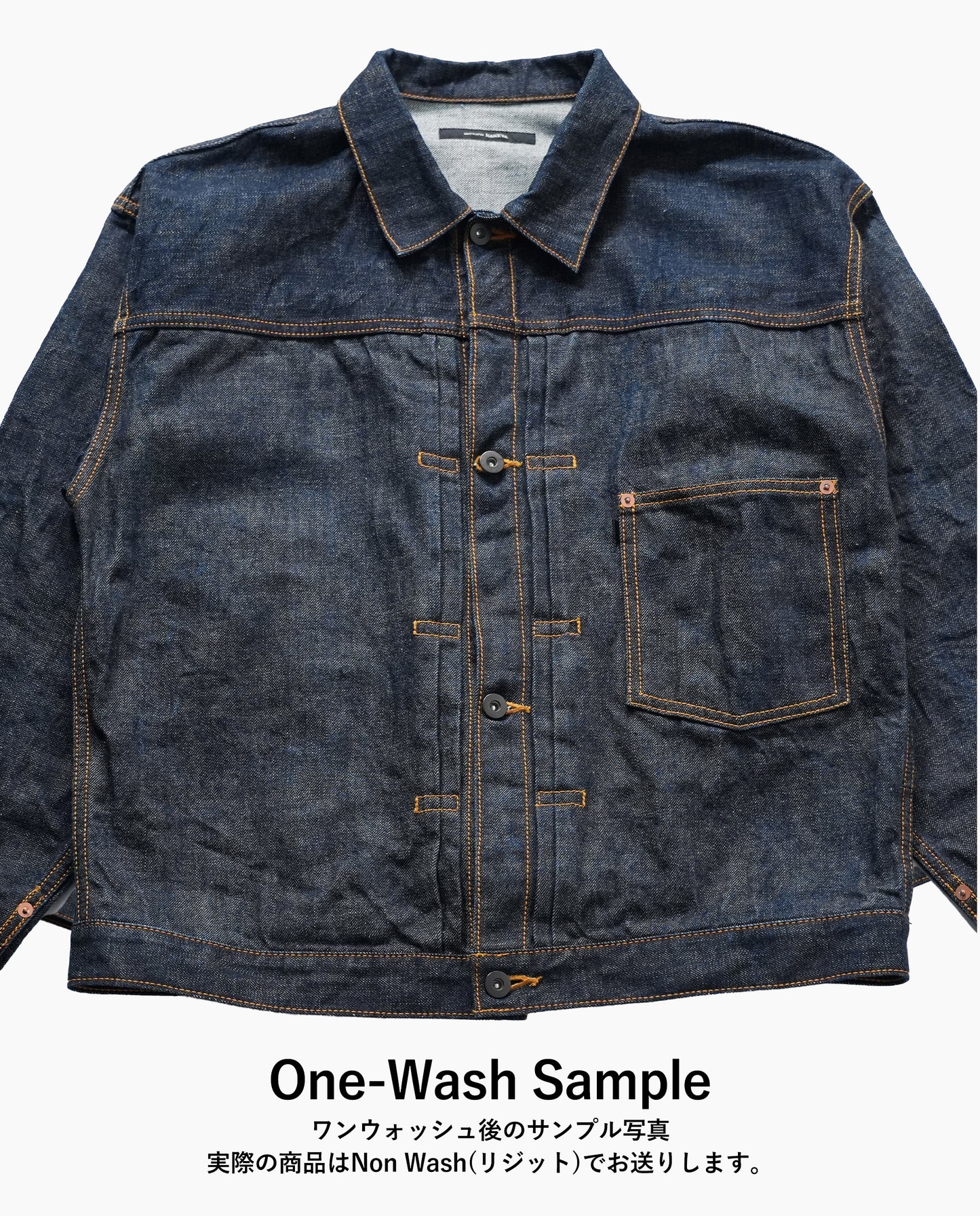 【予約販売】KJ8001 type1 Denim  jacket Orange stitch デニムジャケット トラッカージャケット イエローステッチ  日本製 岡山デニム Made in OKAYAMA