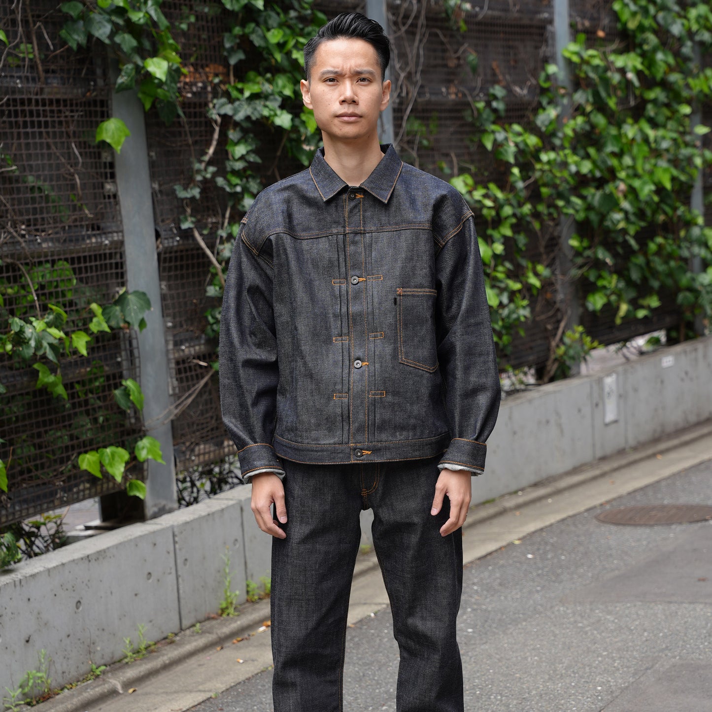 KJ8001 type1 Denim  jacket Orange stitch デニムジャケット トラッカージャケット 日本製 岡山デニム Made in OKAYAMA