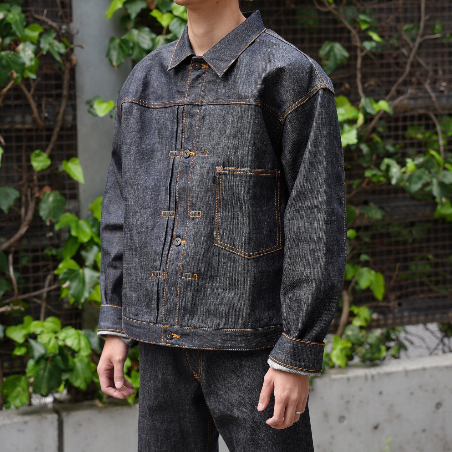 KJ8001 type1 Denim  jacket Orange stitch デニムジャケット トラッカージャケット 日本製 岡山デニム Made in OKAYAMA